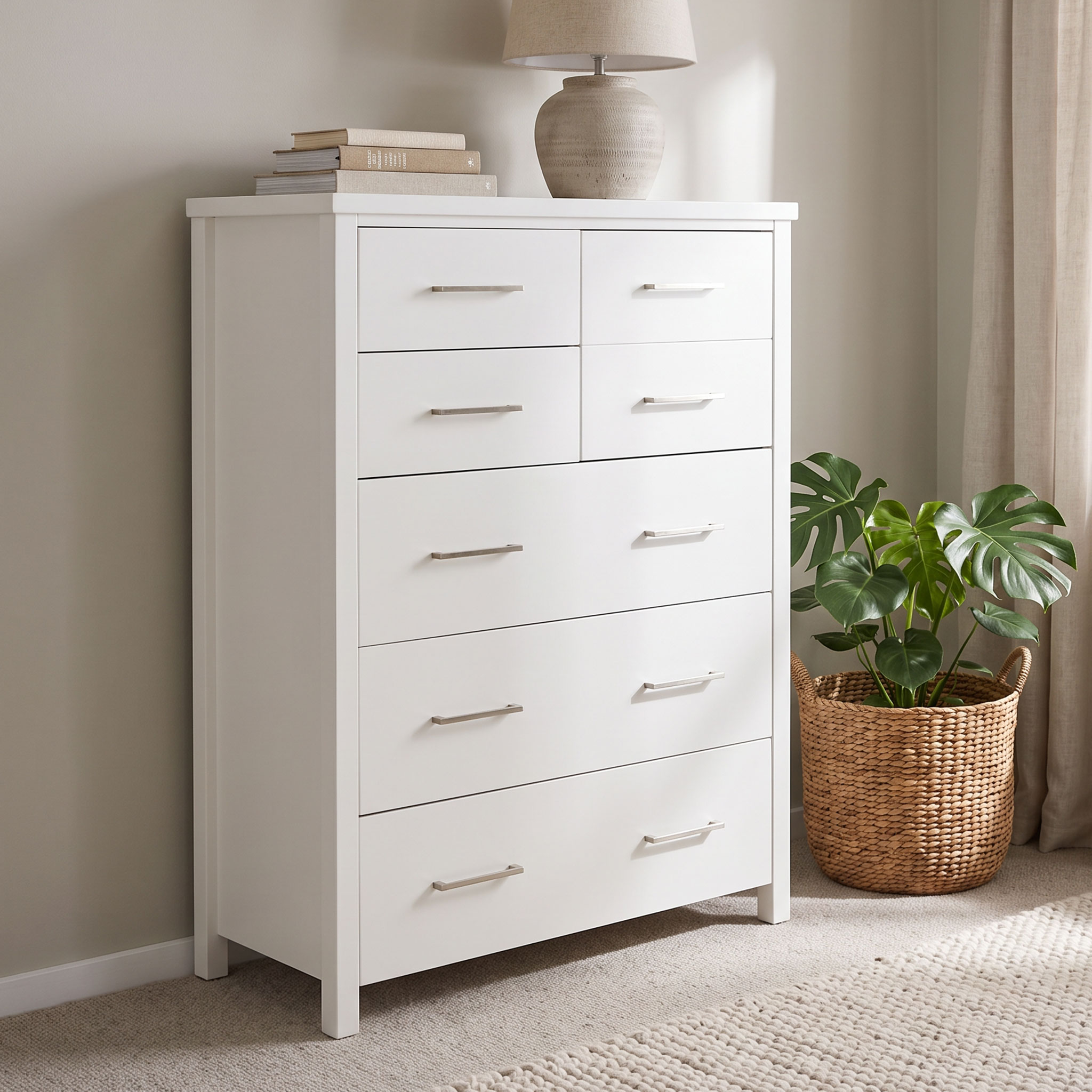 Miller 7 Drawer Tallboy, White