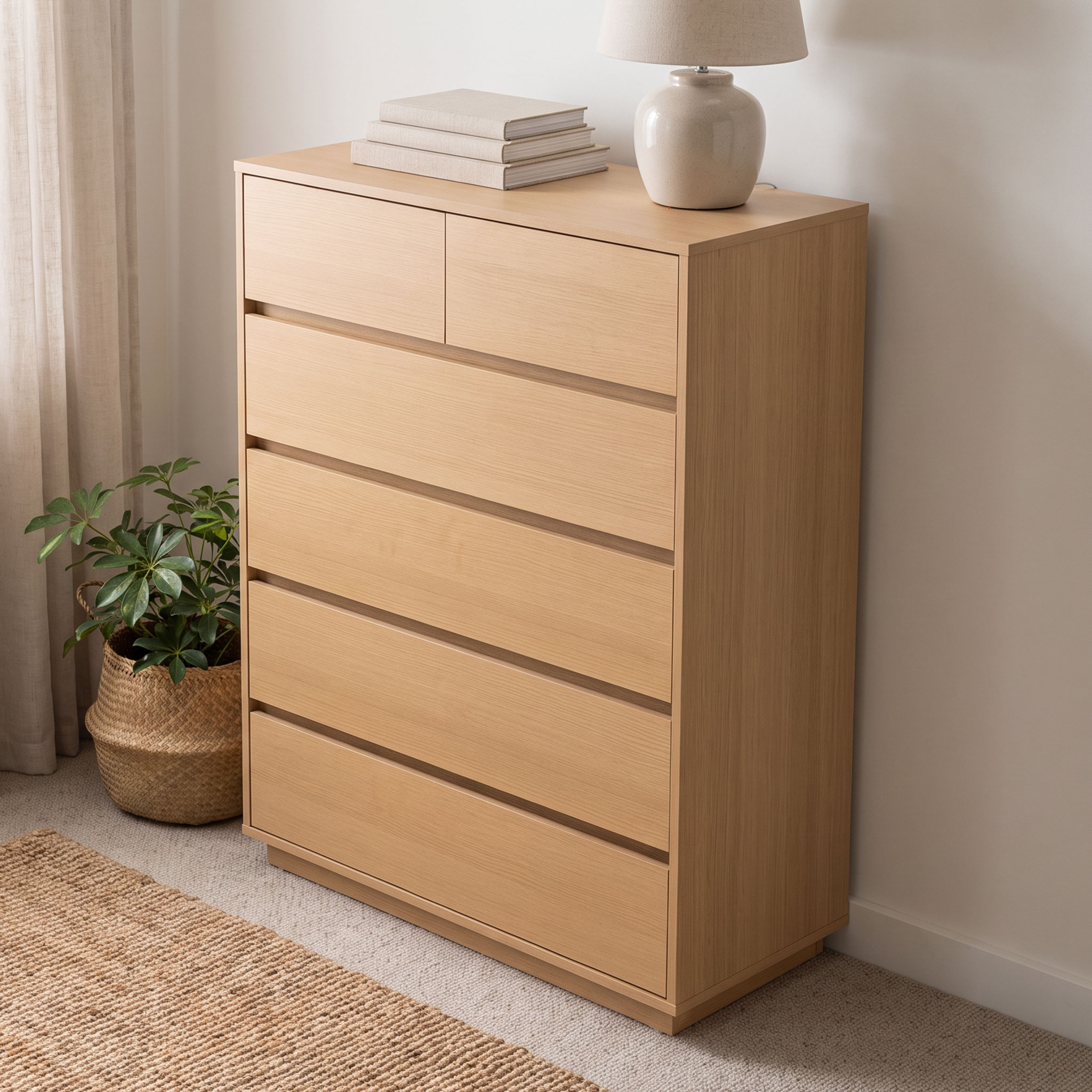 Myra 6 Drawer Tallboy, Light Oak