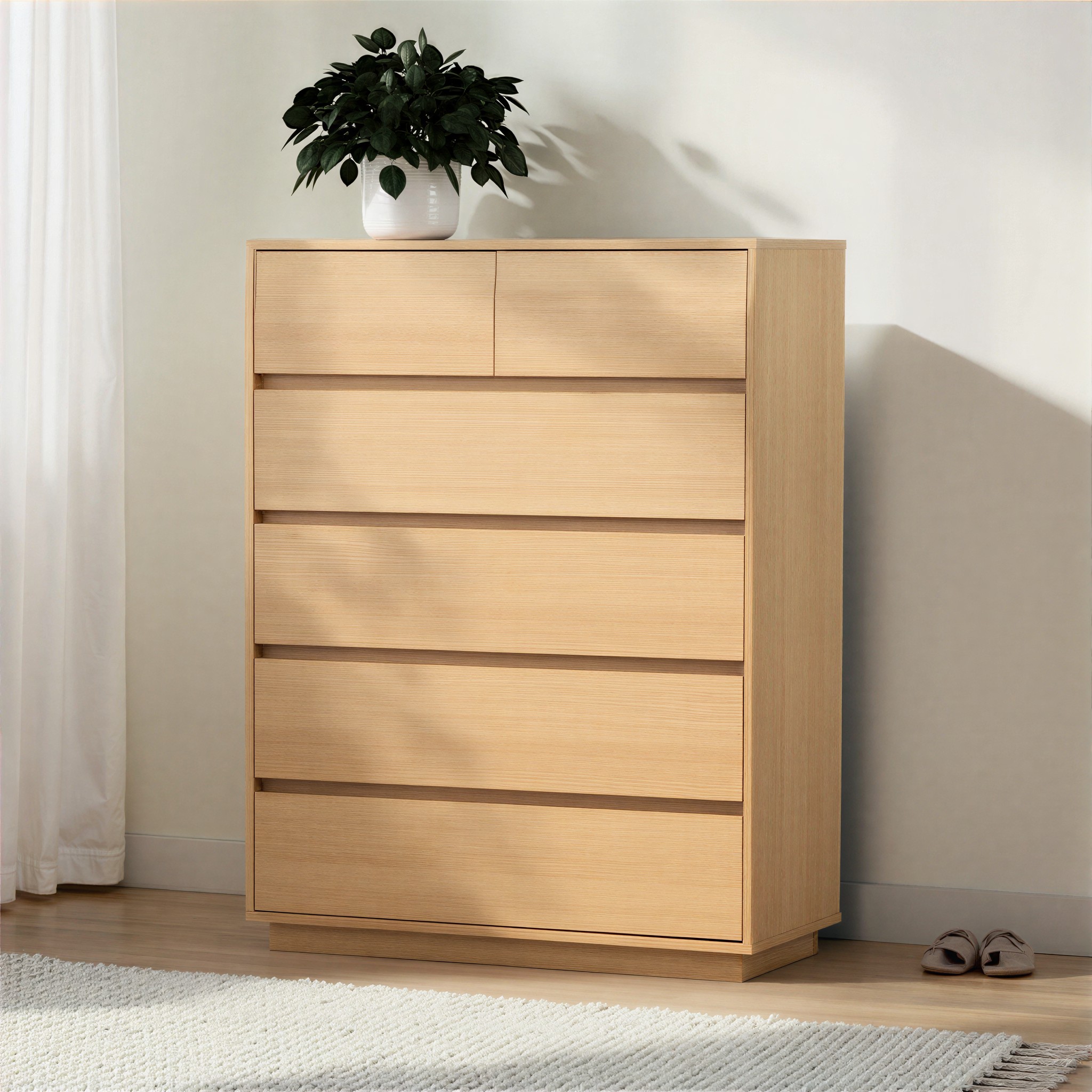 Myra 6 Drawer Tallboy KD, Light Oak
