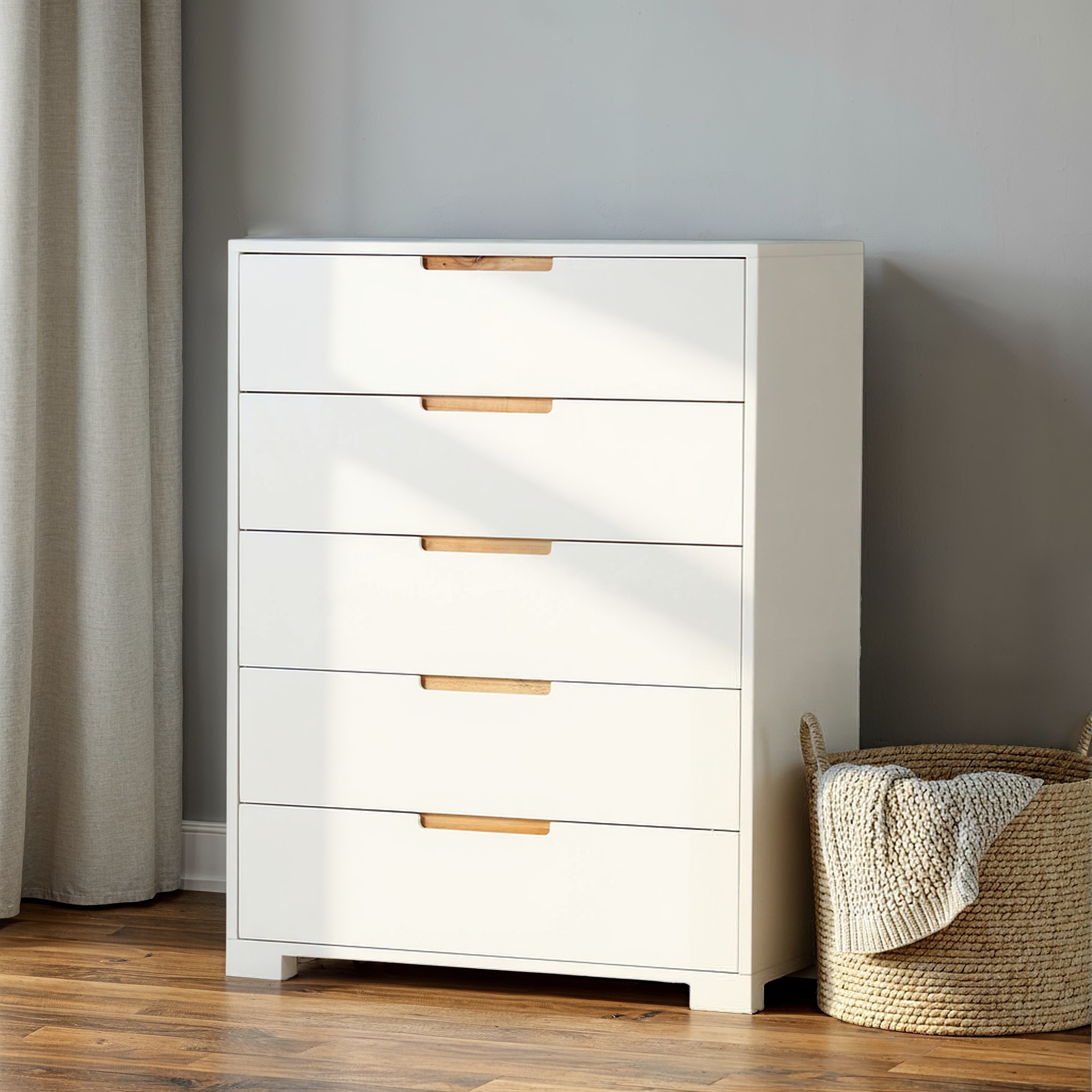 Nova 5 Drawer Chest - W80, White