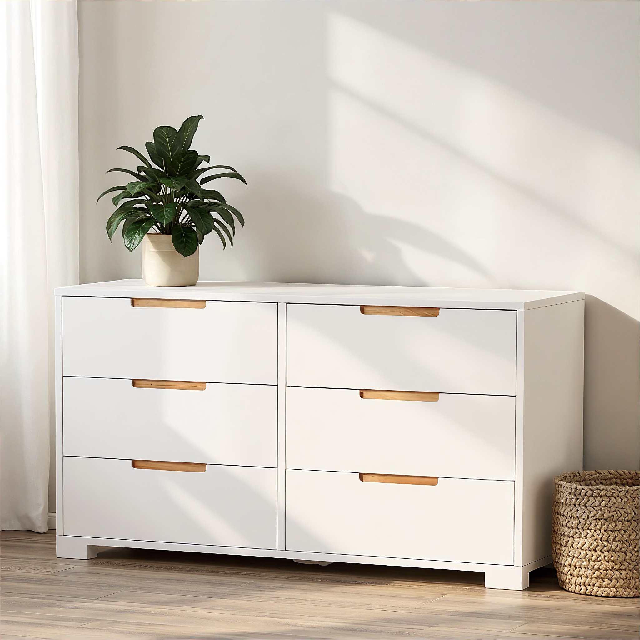 Nova 6 Drawer Lowboy, White