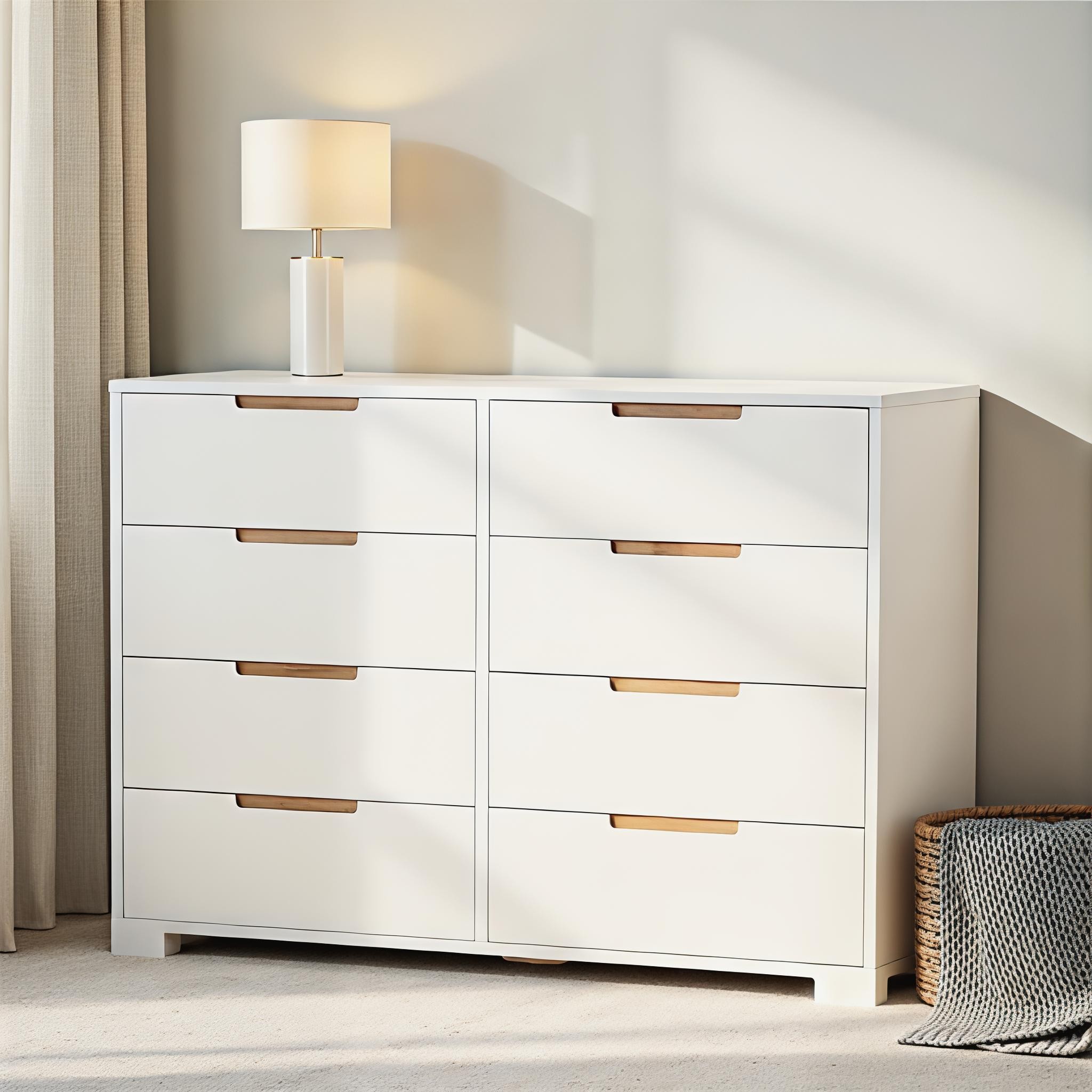 Nova 8 Drawer Lowboy, White