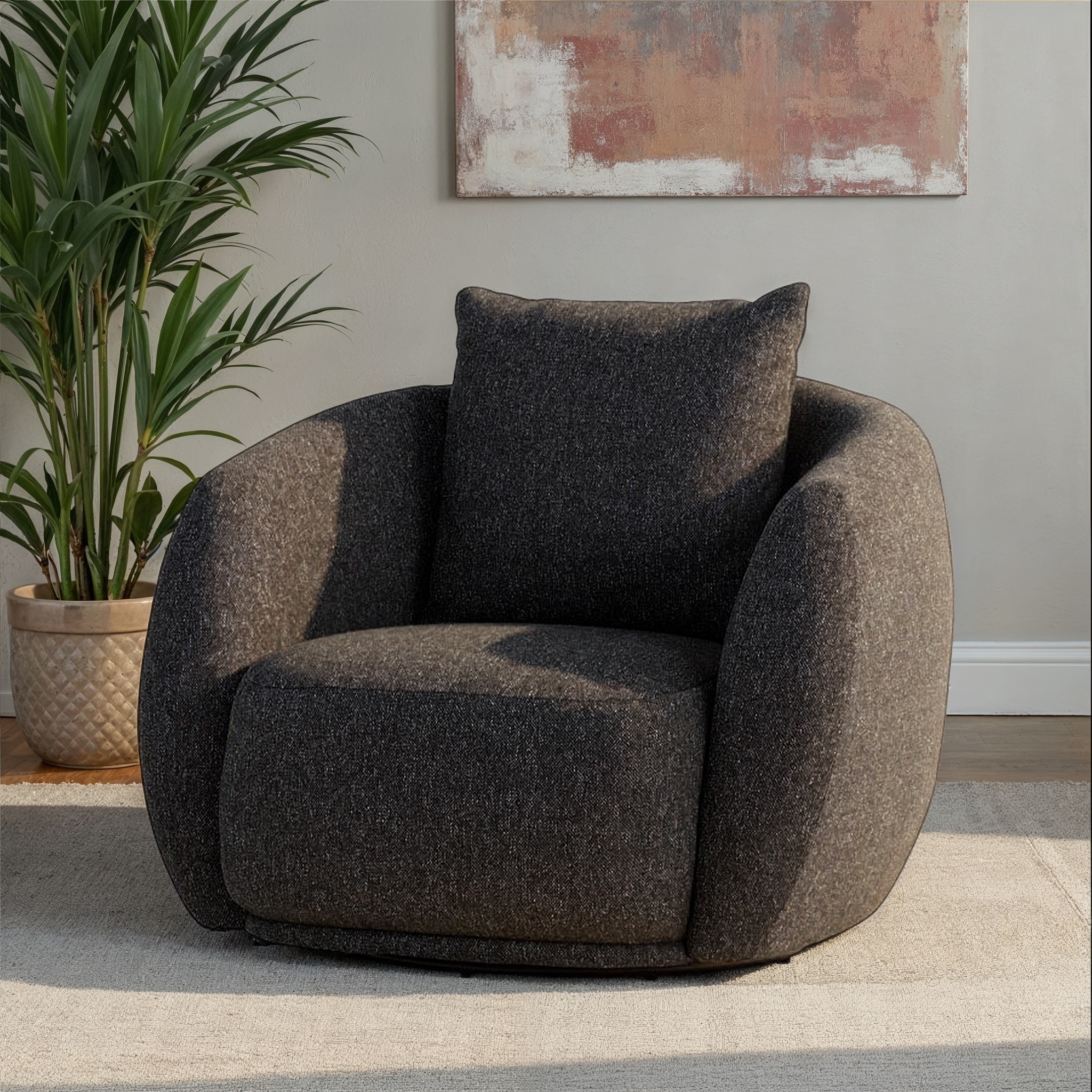 Laura Swivel Chair, Charcoal