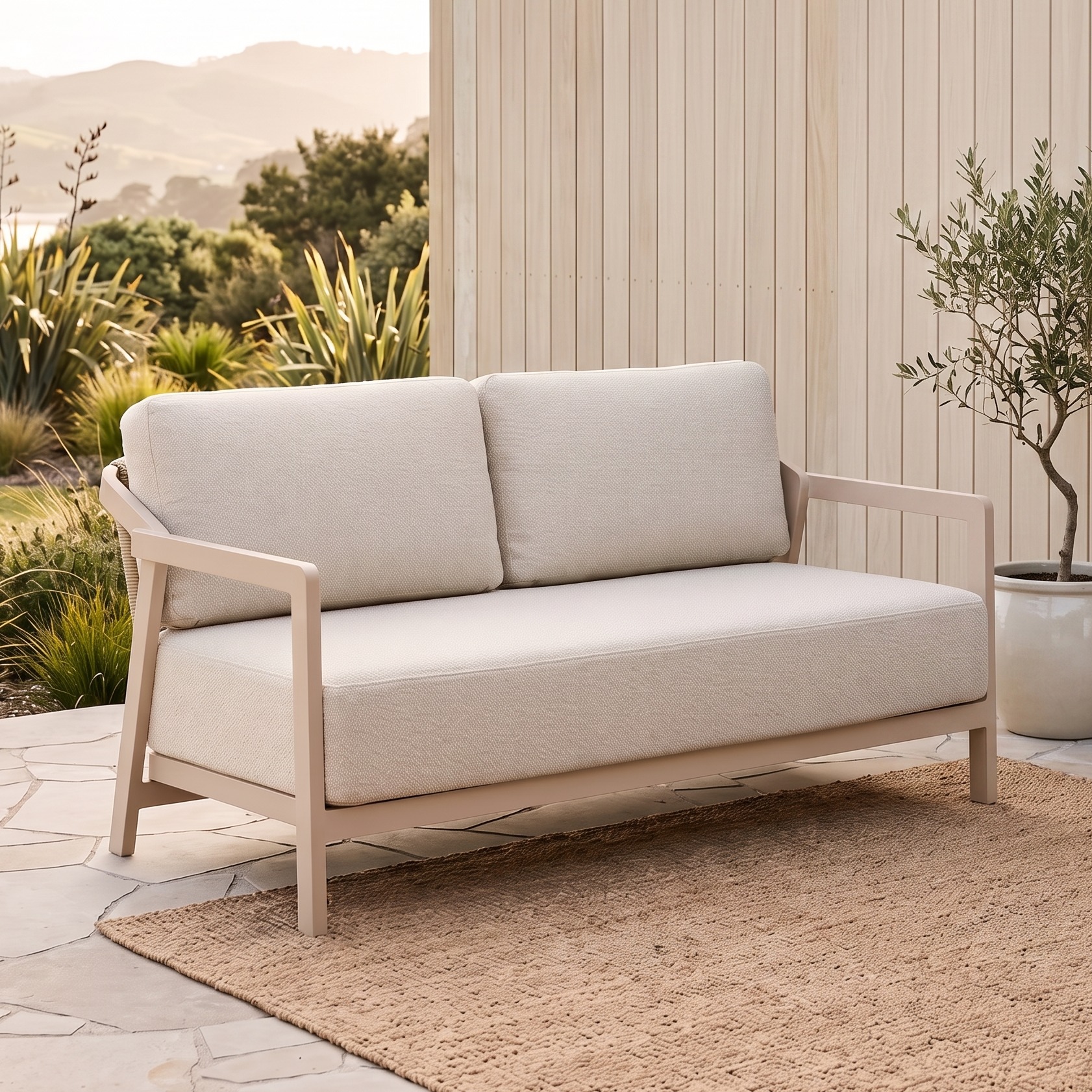 Rhodes Outdoor 2 Seater, Taupe