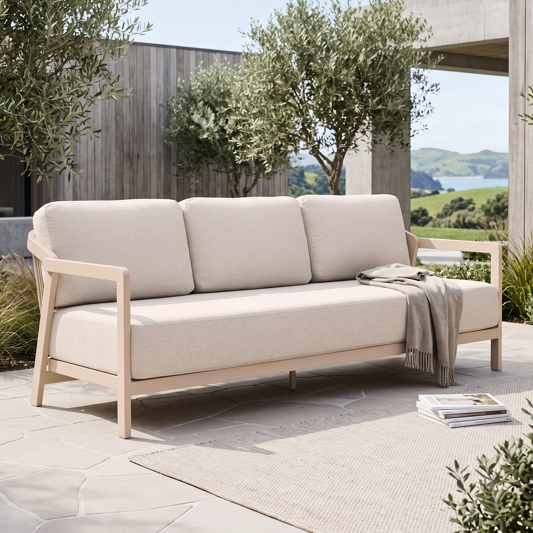 Rhodes Outdoor 3 Seater, Taupe