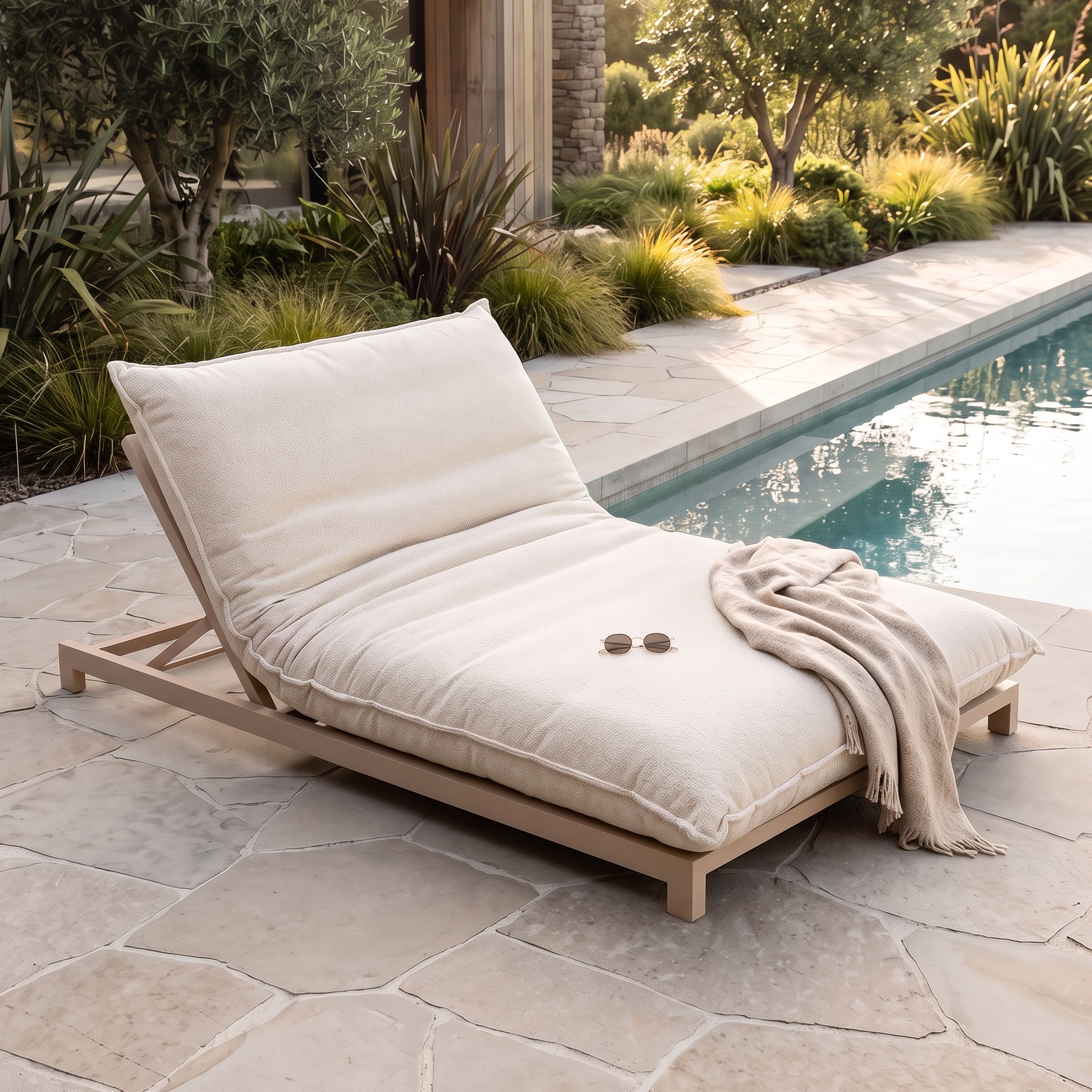 Rhodes Outdoor Daybed, Taupe