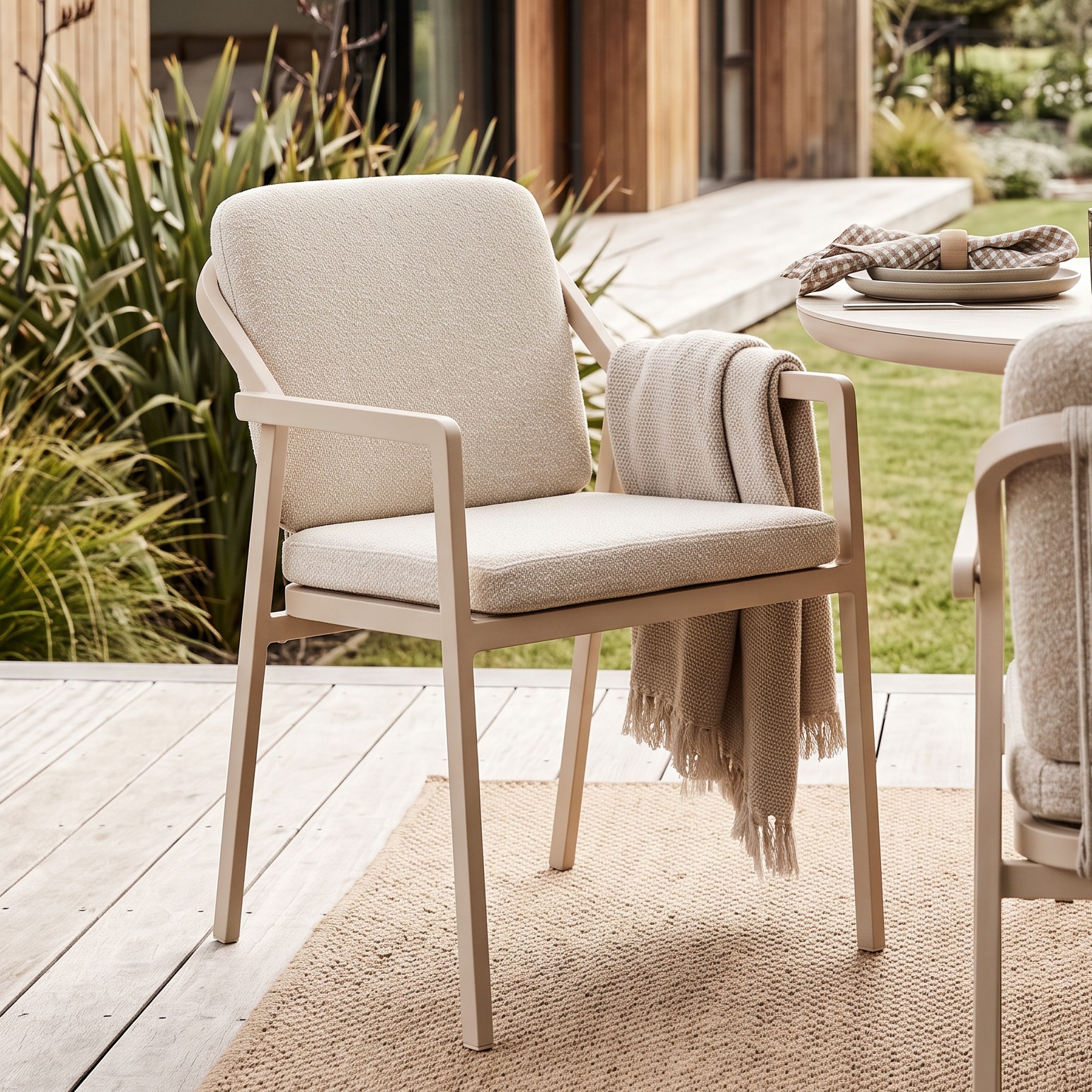 Rhodes Outdoor Dining Chair, Taupe