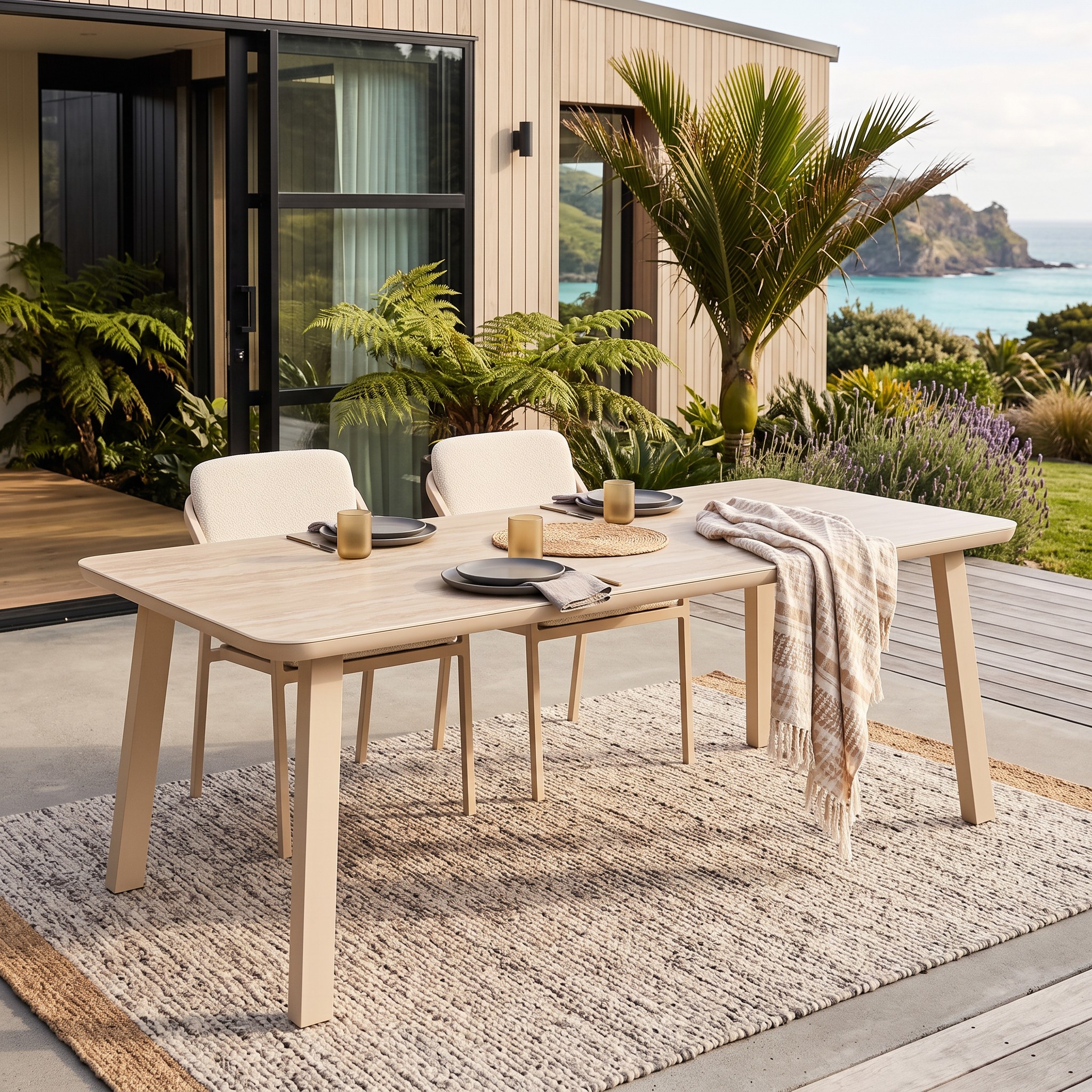 Rhodes Outdoor Dining Table - W200, Taupe