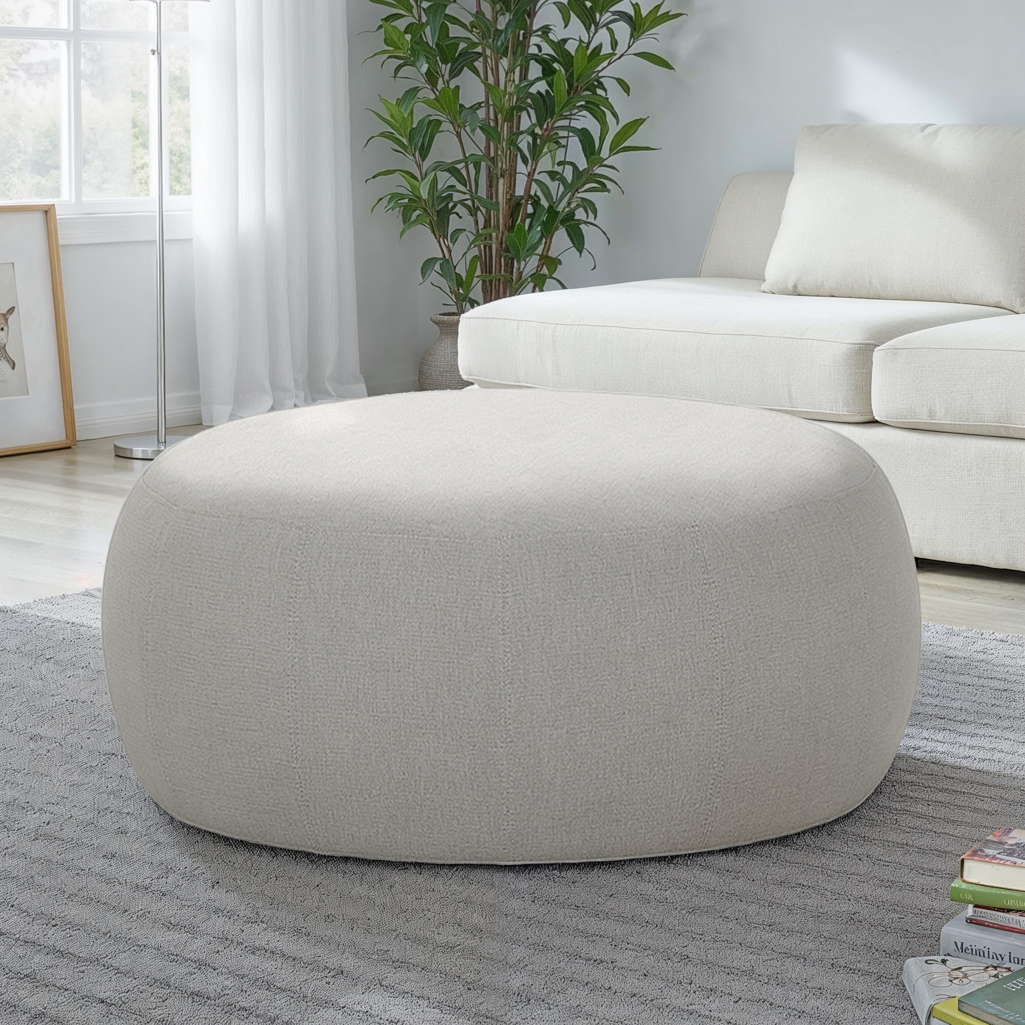 Kurt Ottoman - Large, Light Grey
