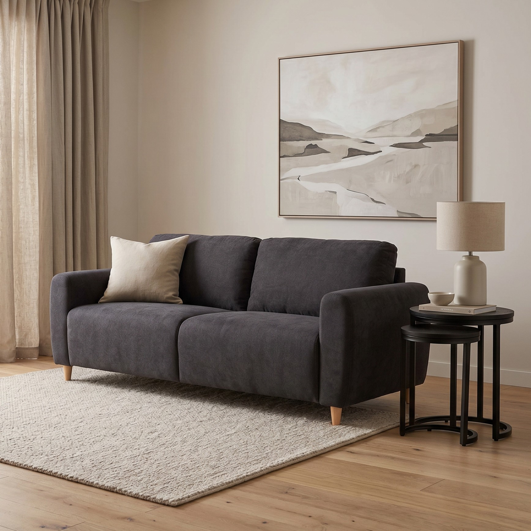 Paloma 3 Seater Sofa, Charcoal