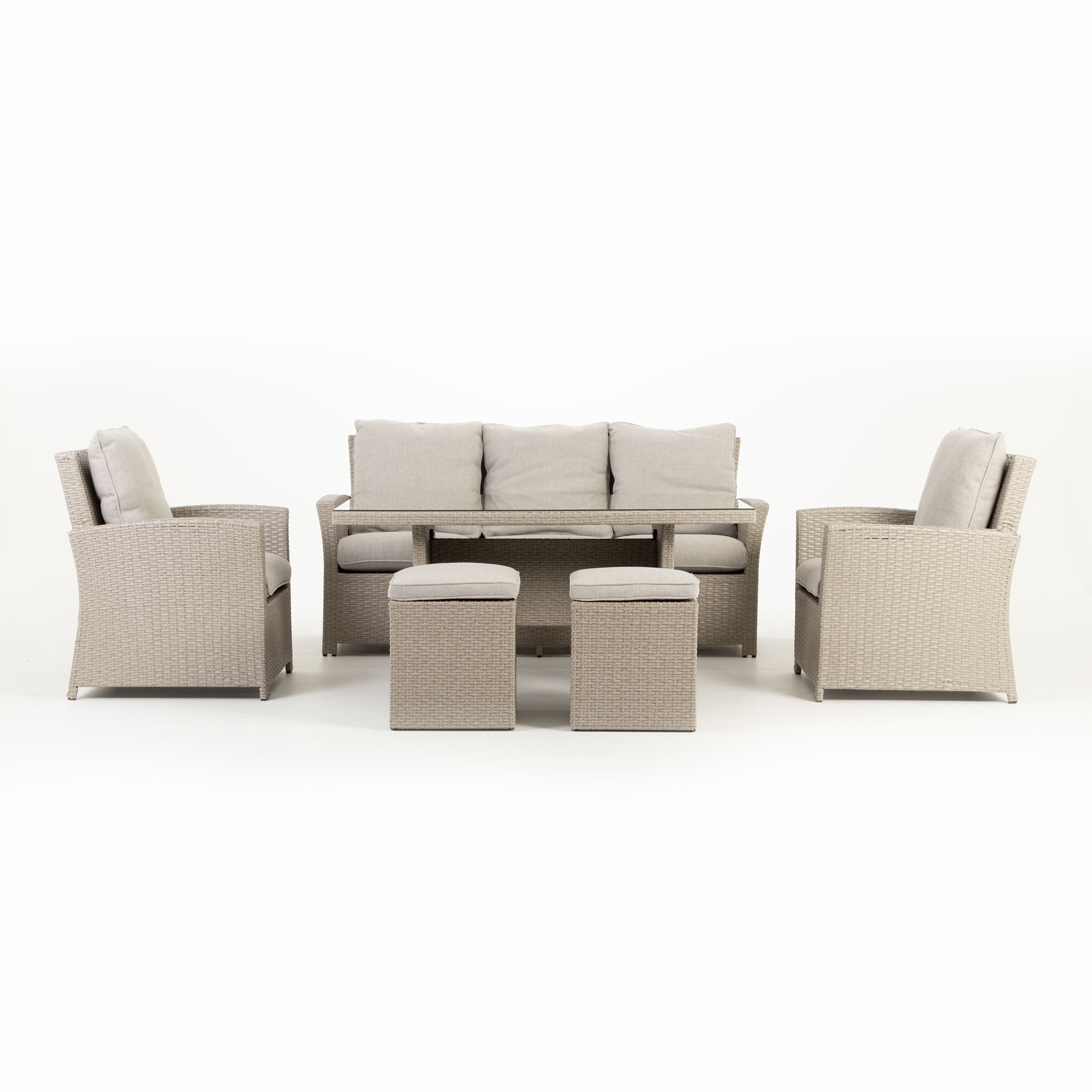 Sentosa Outdoor 6 Piece Lounge/Low Dining Set, Light Grey