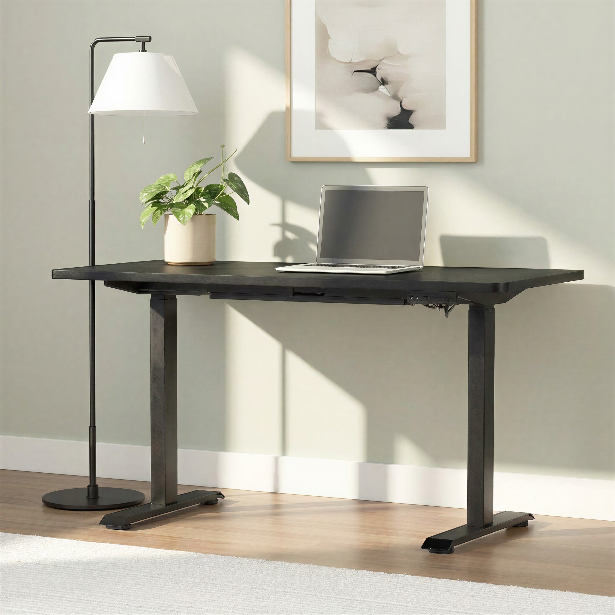 Triton Dual Motor Electric Height Adjustable Desk, Black