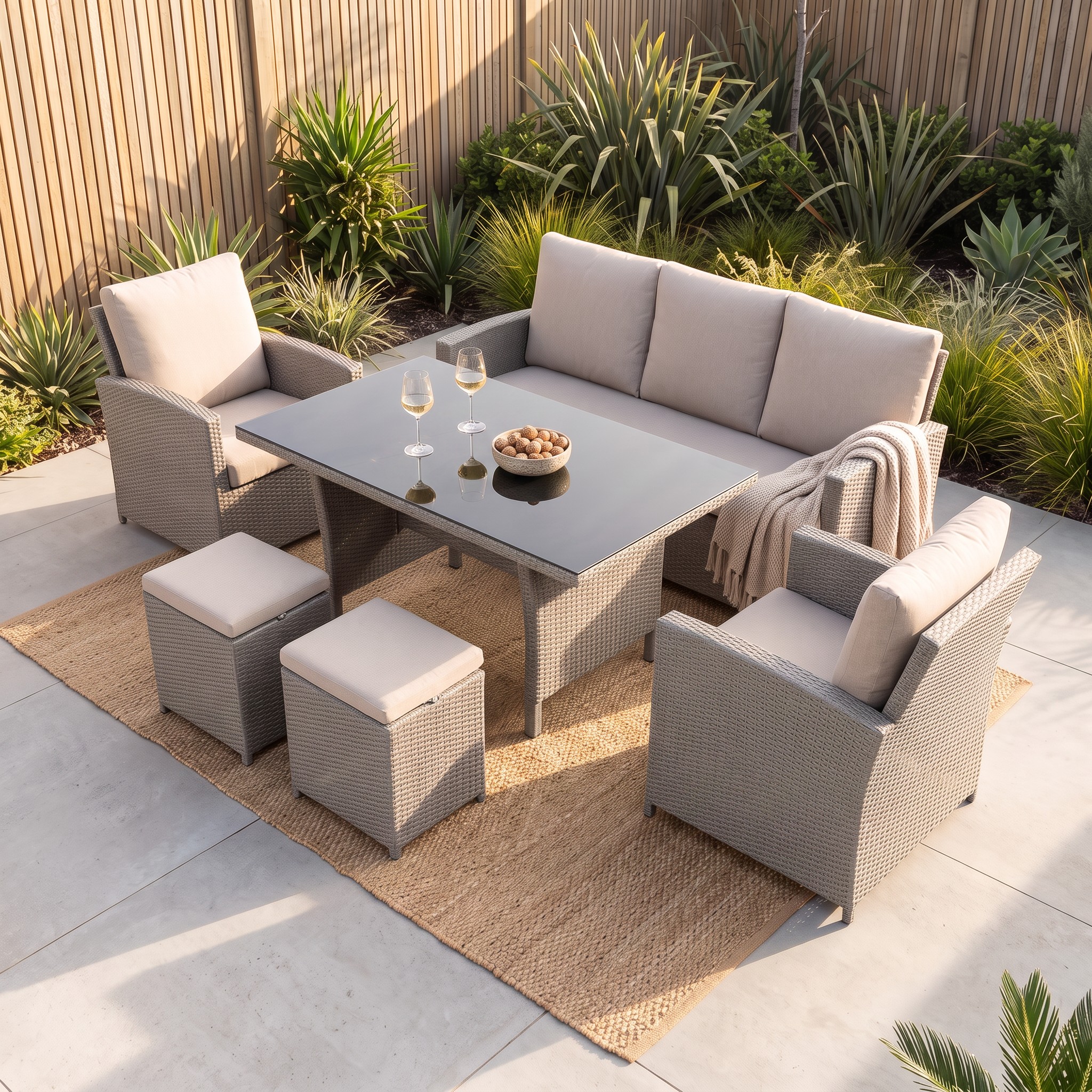 Bali Outdoor 6 Piece Lounge/Low Dining Set