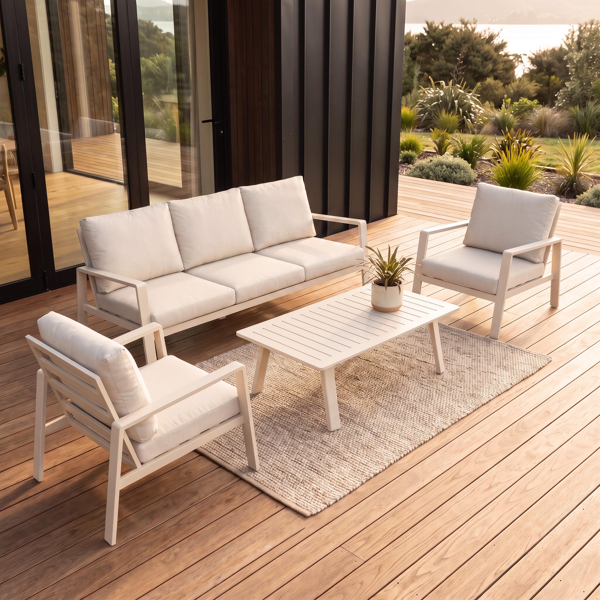 Porto 4 Piece Outdoor Lounge Set, Taupe