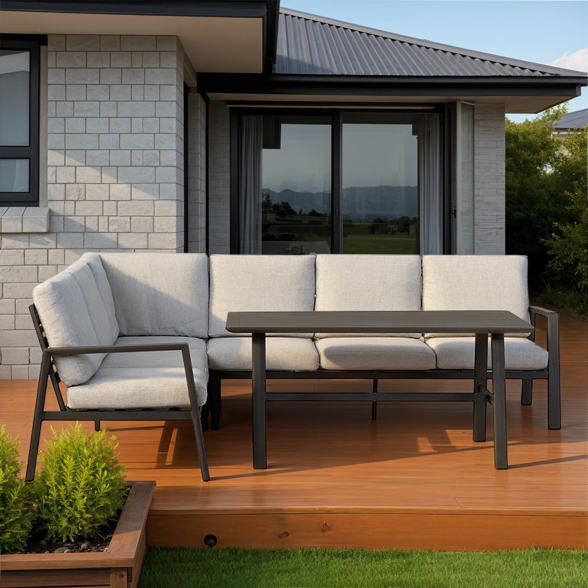 Porto Outdoor Corner Suite With Low Dining Table, Black