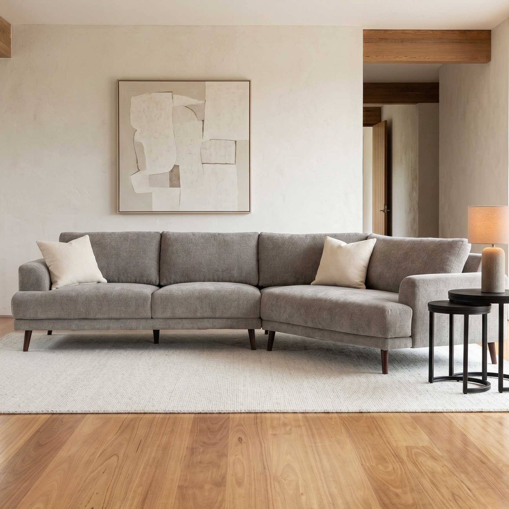 Cooper Right Hand Facing Angular Chaise Sofa, Grey