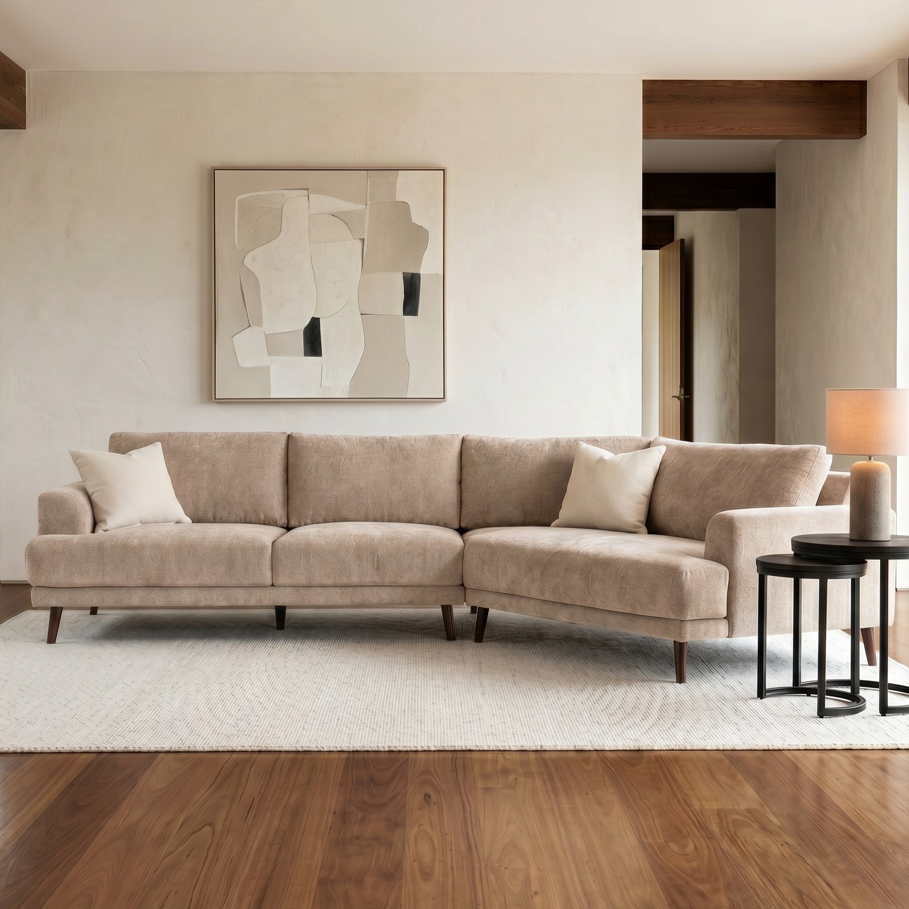 Cooper Right Hand Facing Angular Chaise Sofa, Sand