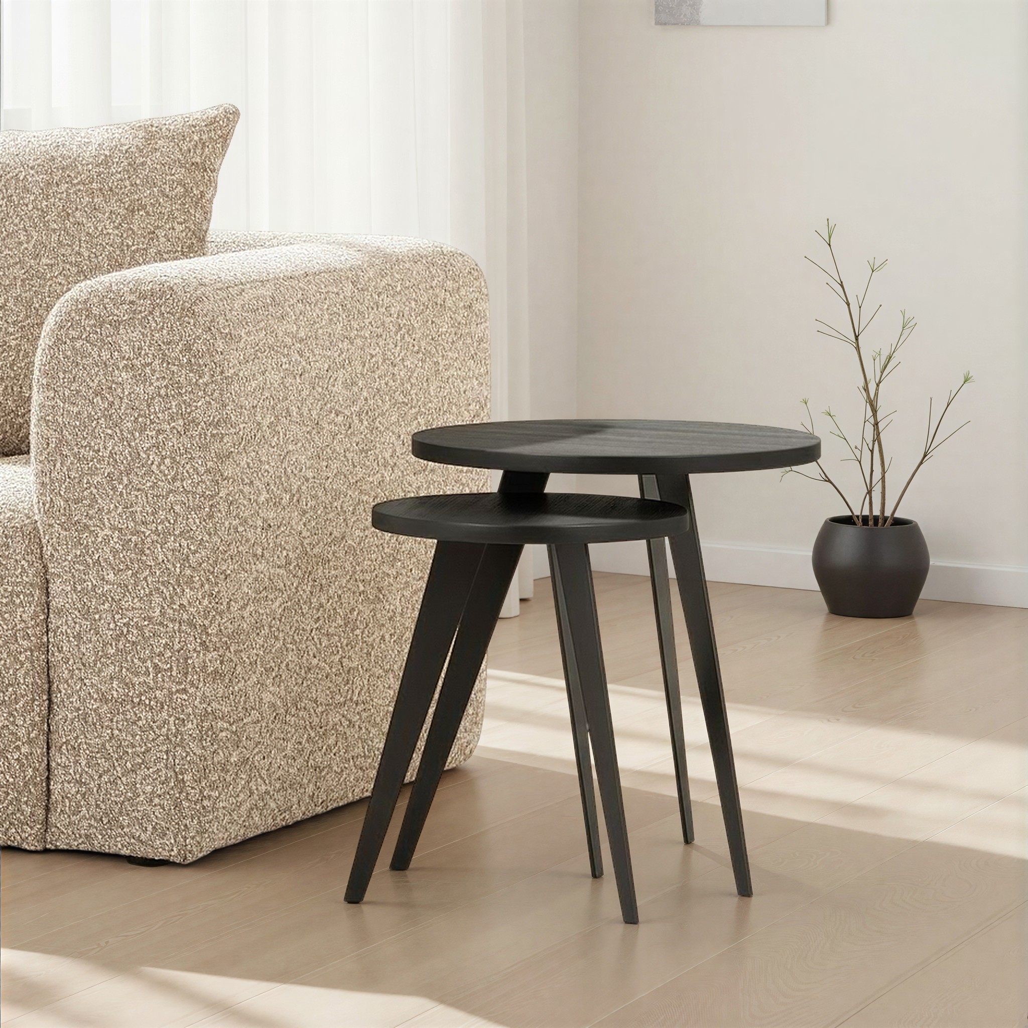 Urban Set of 2 Round Side Tables, Black