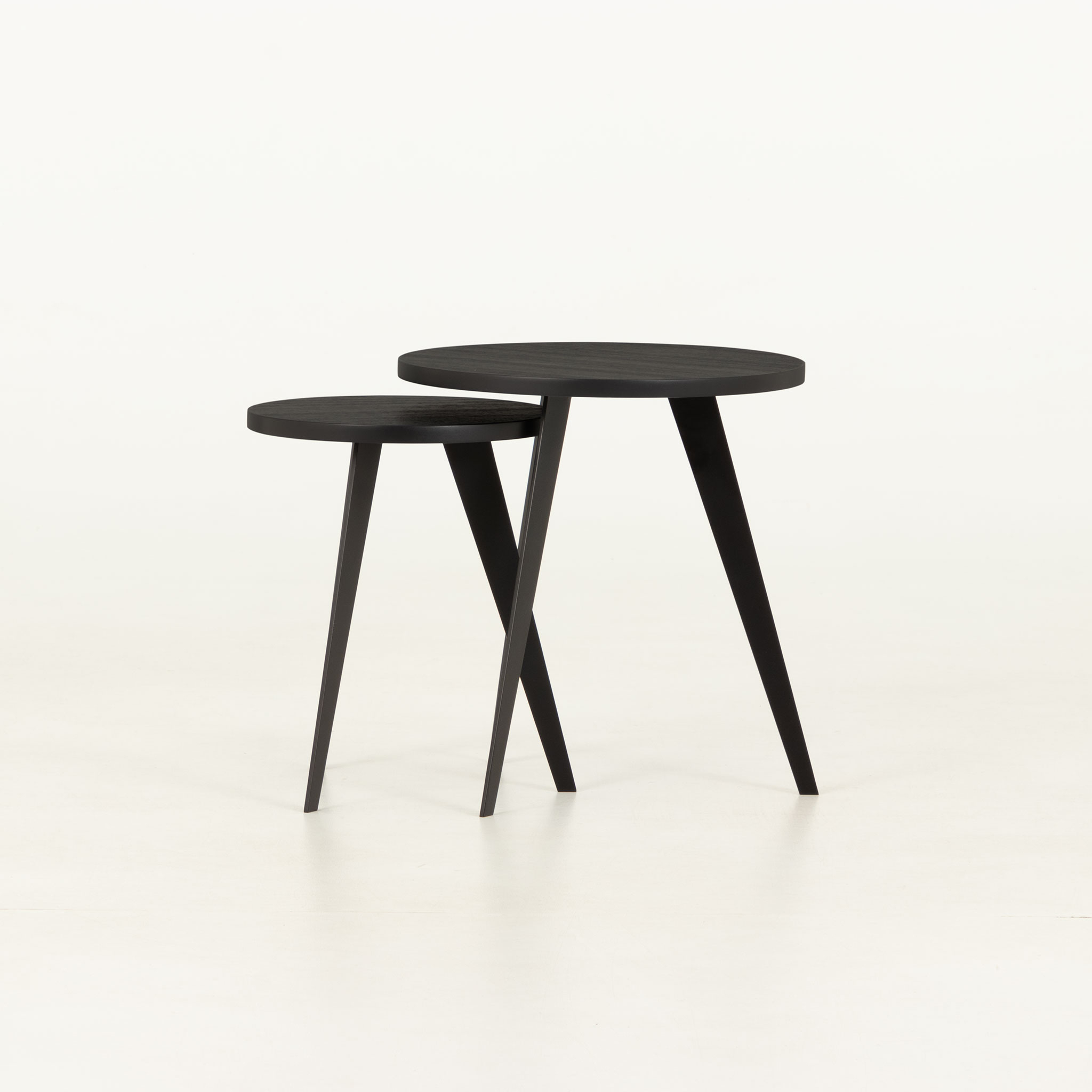 Urban Set of 2 Round Side Tables, Black