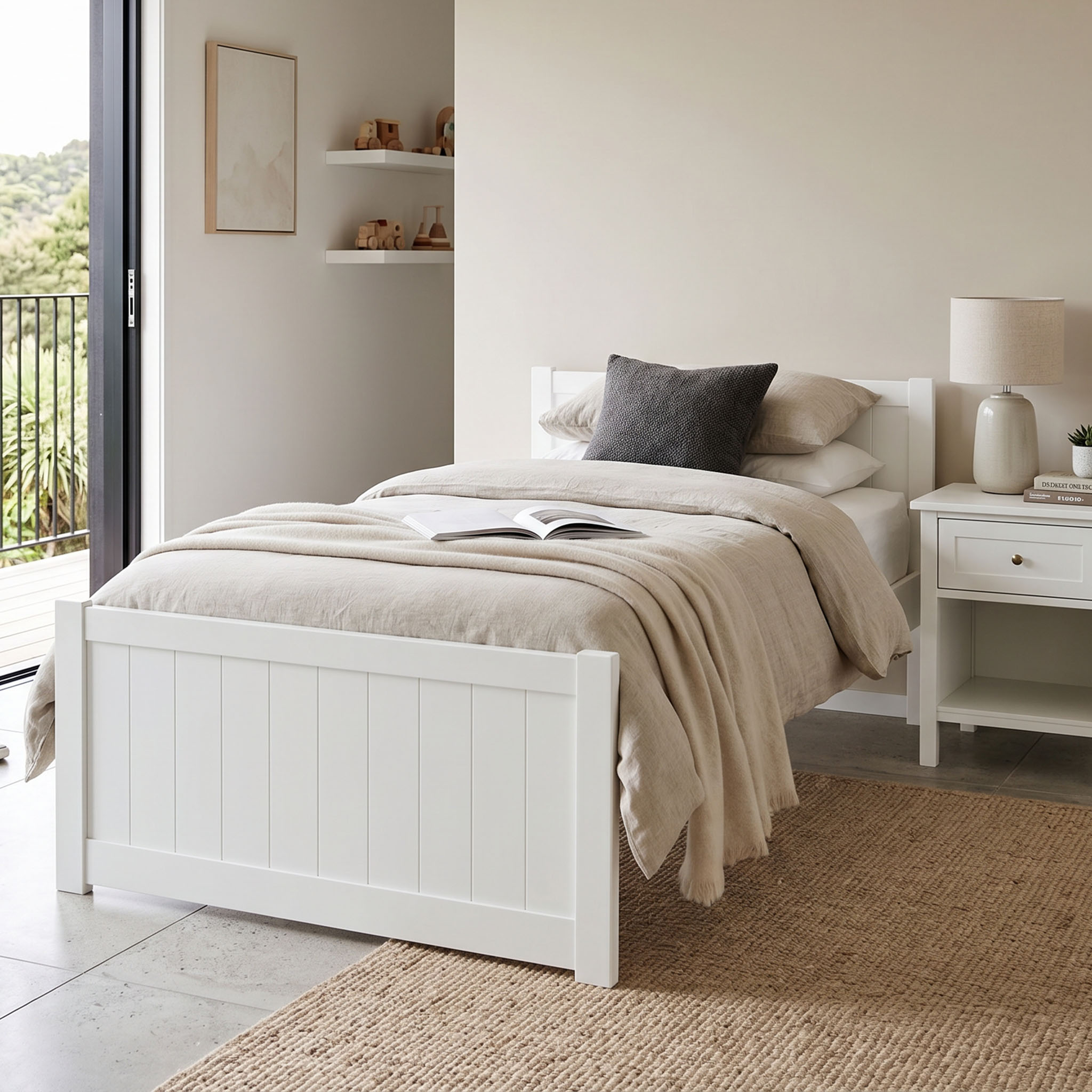 Emerson Single Bed Frame, White