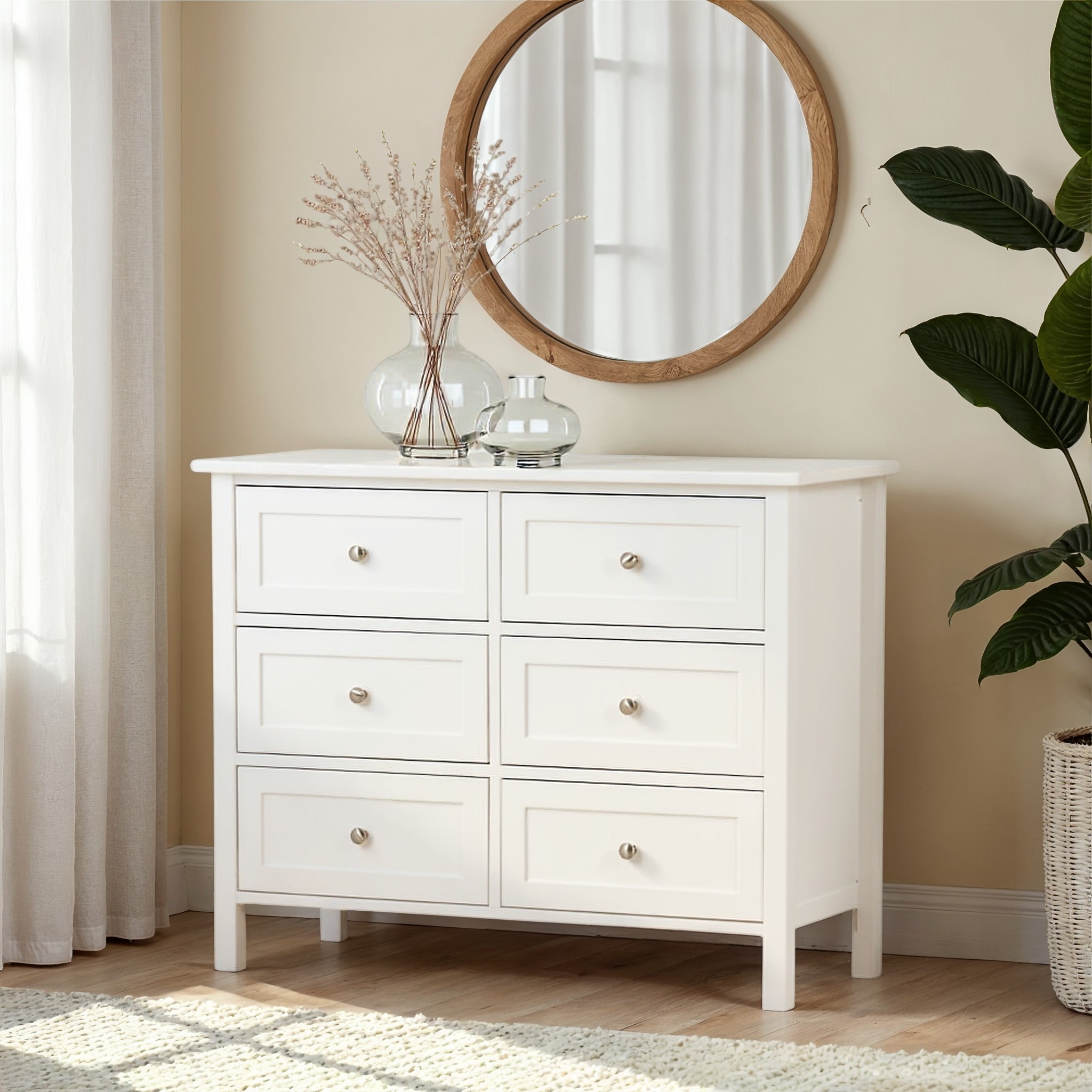 Emerson 6 Drawer Lowboy, White