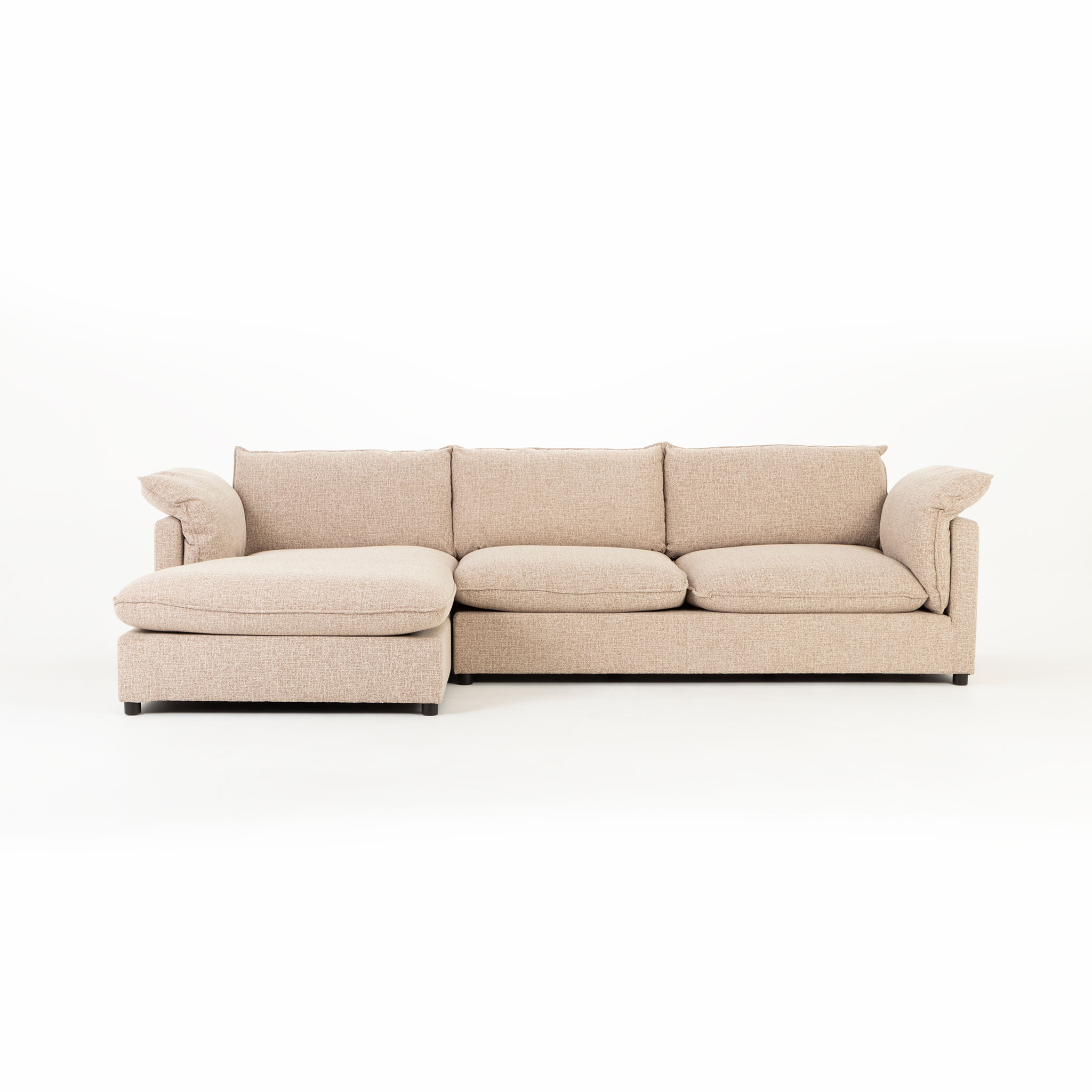 Zoey Left Hand Facing Chaise Sofa, Brown