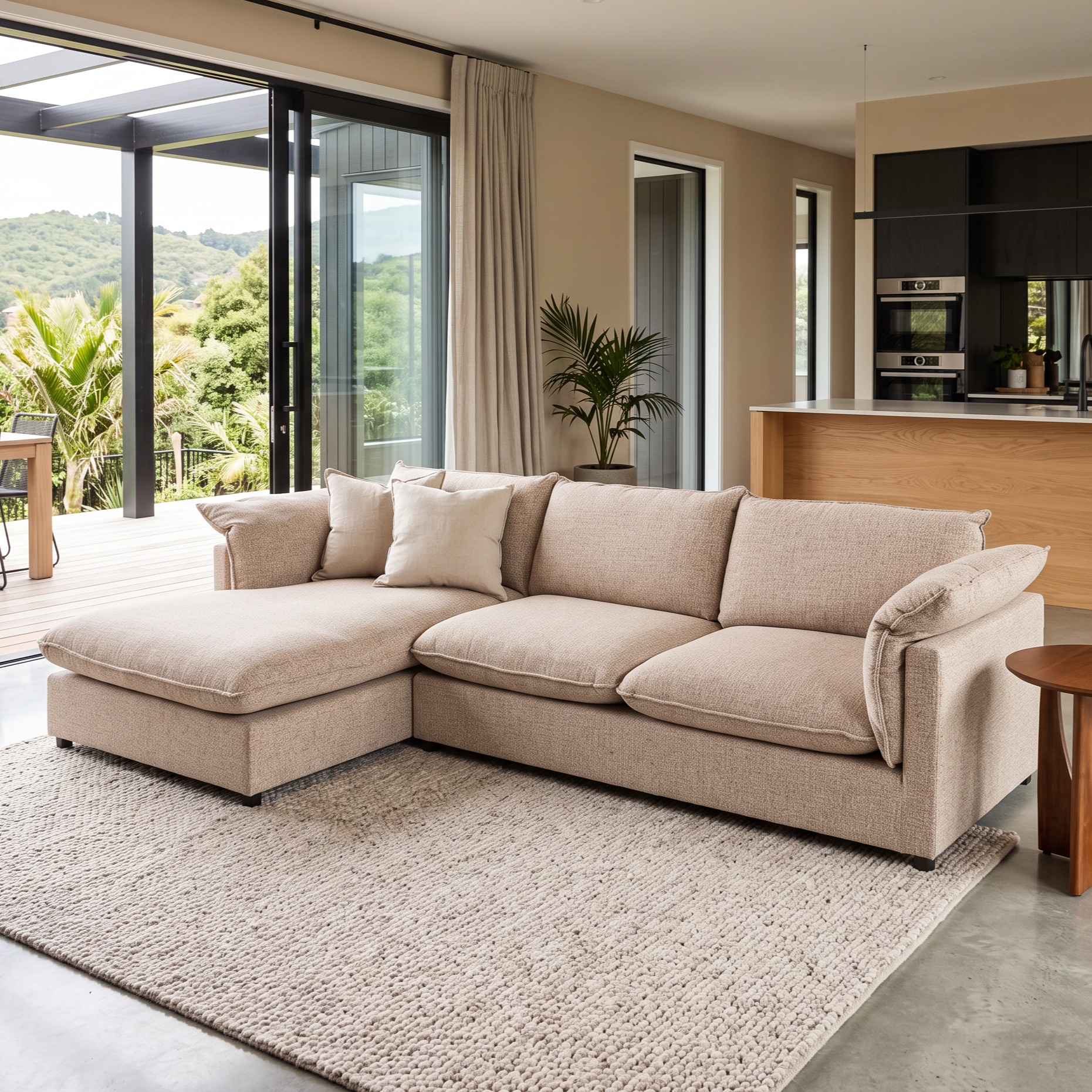 Zoey Left Hand Facing Chaise Sofa, Brown