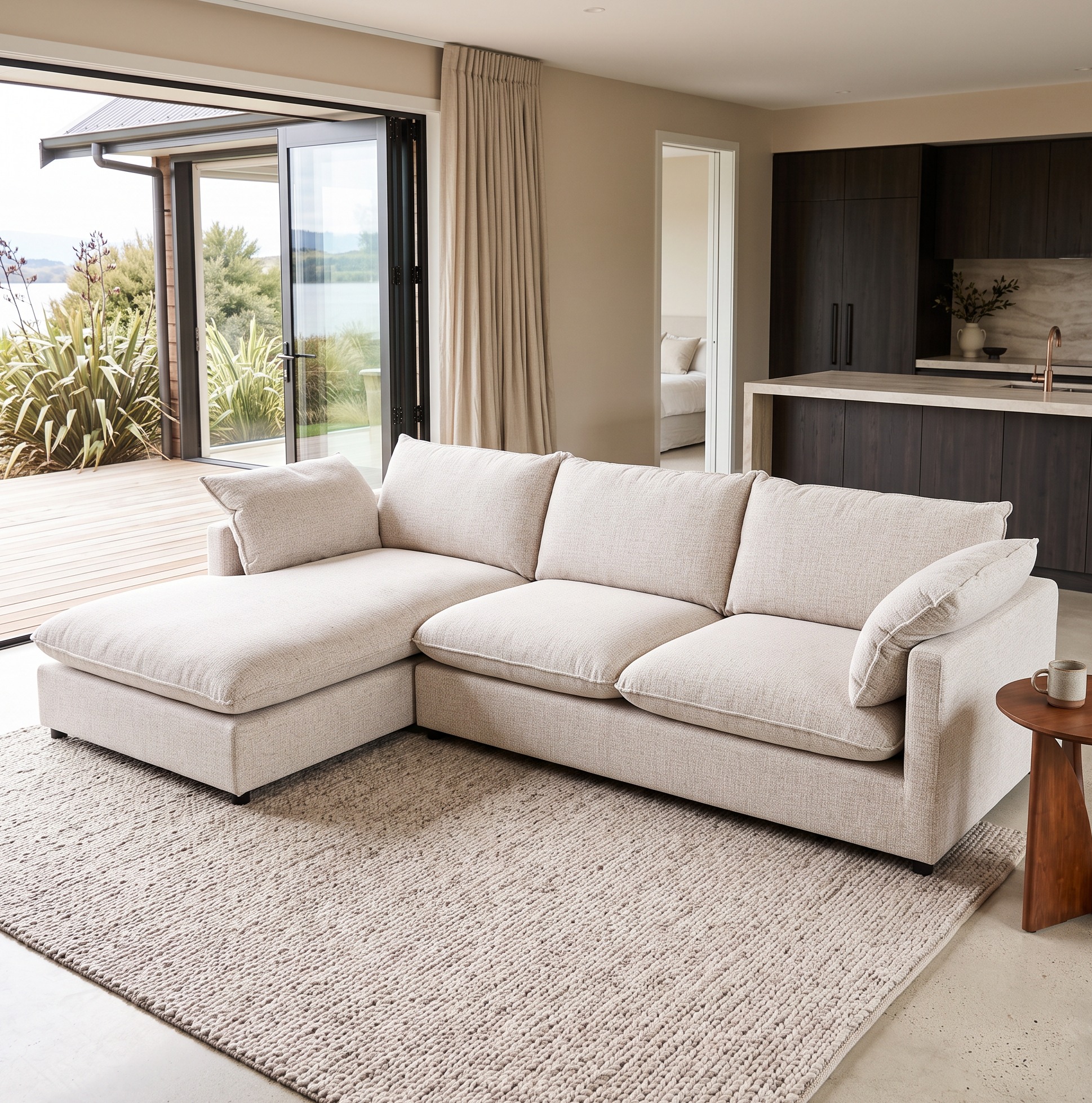Zoey Left Hand Facing Chaise Sofa, Natural