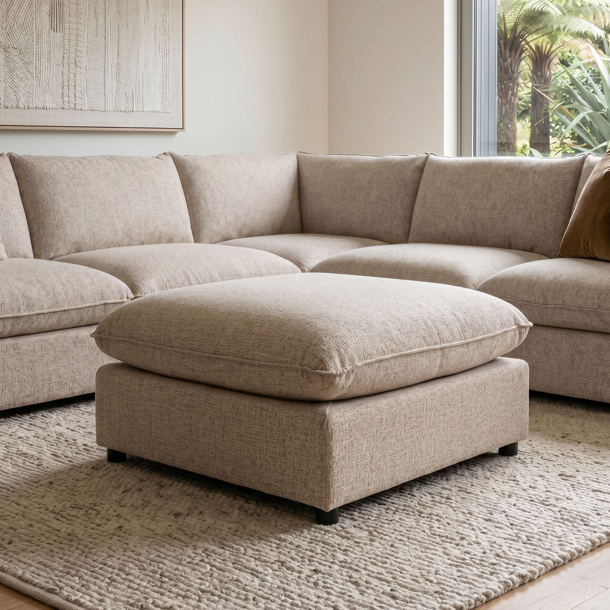 Zoey Modular Ottoman, Brown