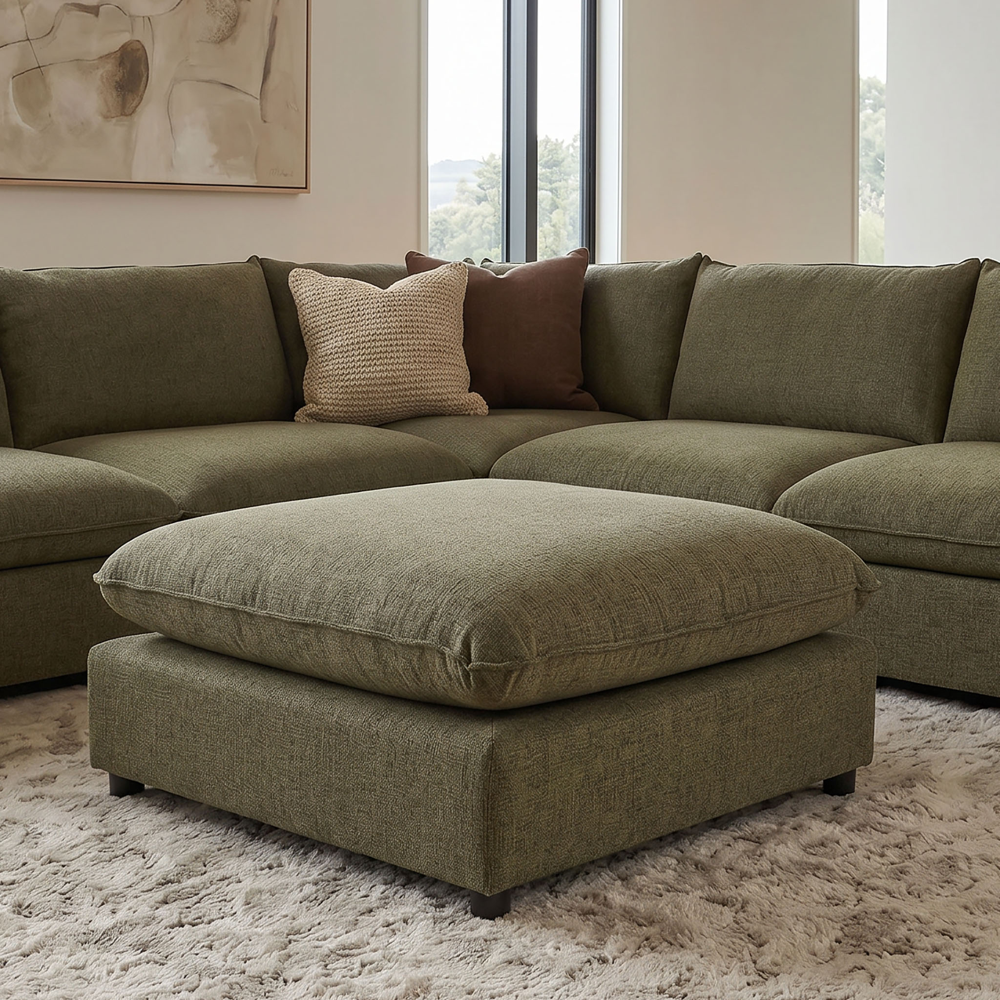 Zoey Modular Ottoman, Green