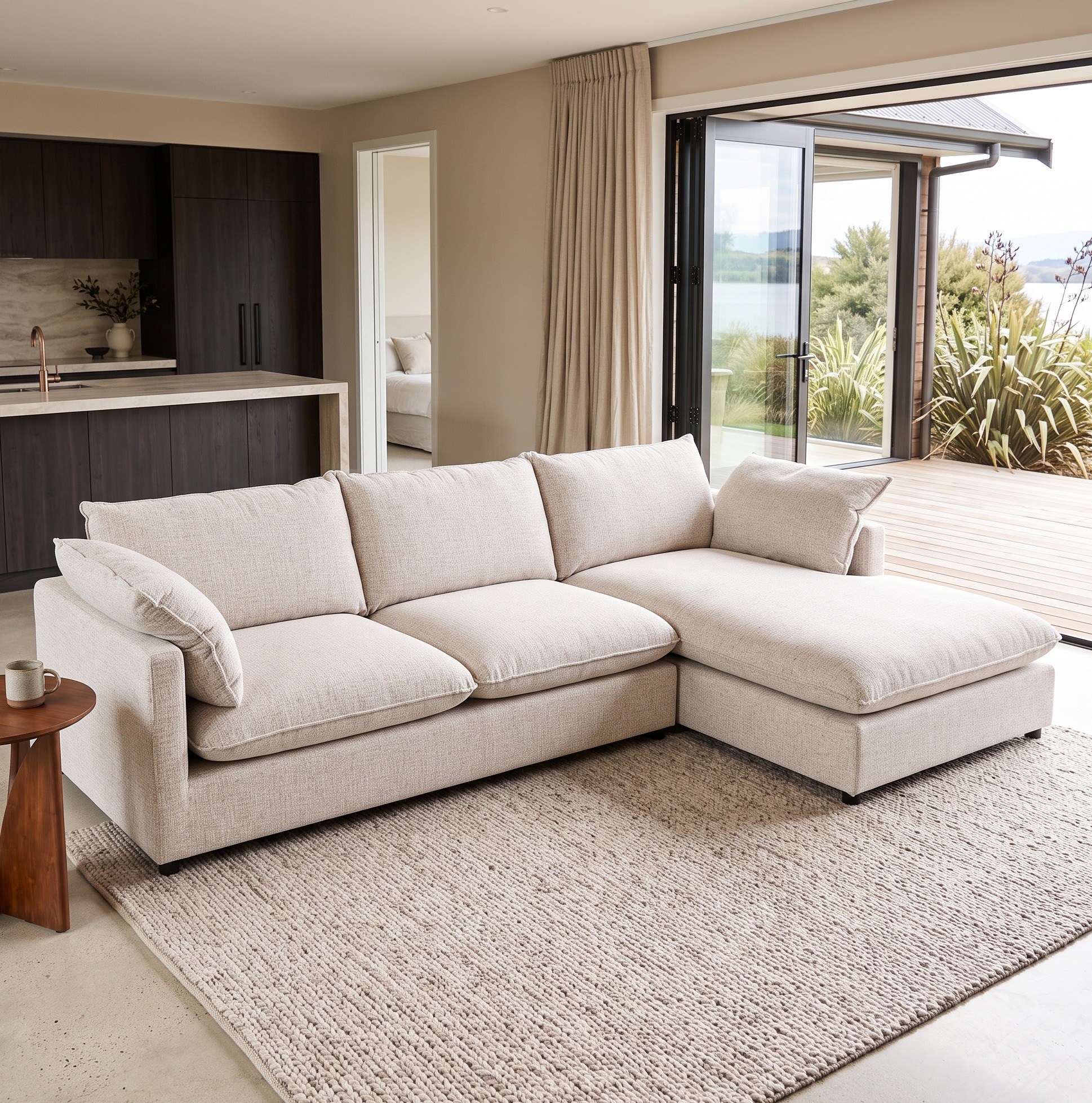 Zoey Right Hand Facing Chaise Sofa, Natural