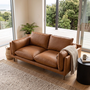 Alina 2 Seater Leather Sofa, Tan