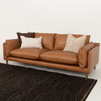 Alina 3 Seater Leather Sofa, Tan