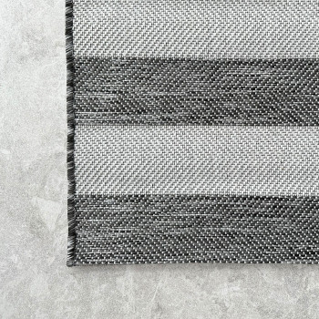 Signature Rugs Coast Outdoor Stripe Rug - 160 x 230  cm, Charcoal/White