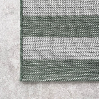 Signature Rugs Coast Outdoor Stripe Rug - 200 x 290 cm, Green/White