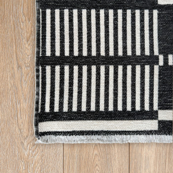 Signature Rugs Harlow Reversible Block Rug - 200 x 290 cm, Black/White