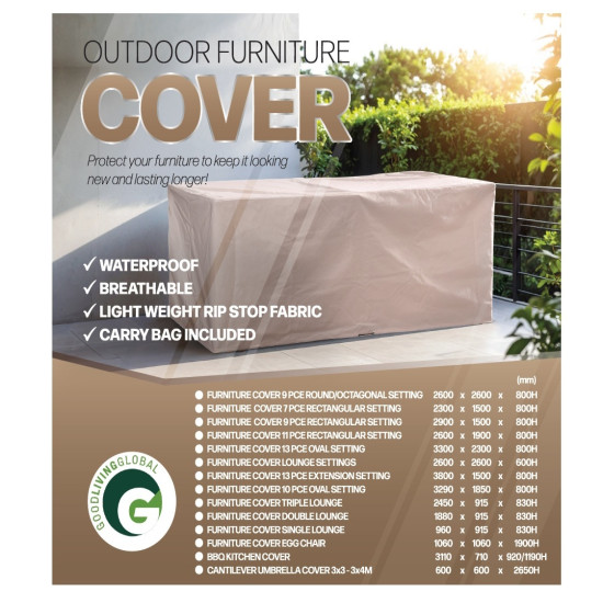 Furniture Cover Premium Round Outdoor - 9 Piece, Taupe
