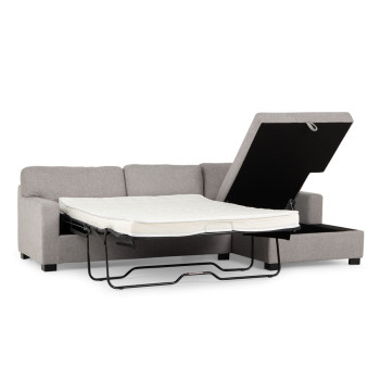 Baxter Sofa Bed With Chaise, Light Grey