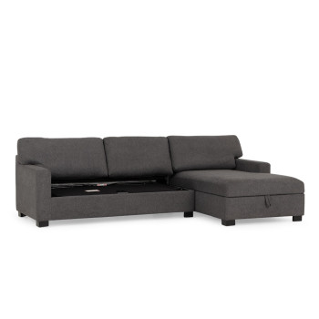 Baxter Sofa Bed With Chaise, Dark Grey
