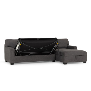 Baxter Sofa Bed With Chaise, Dark Grey
