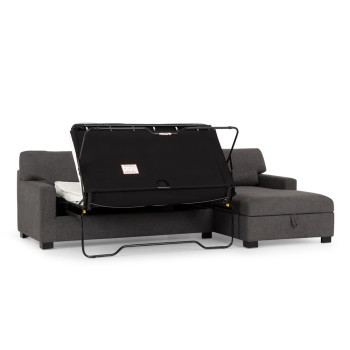 Baxter Sofa Bed With Chaise, Dark Grey