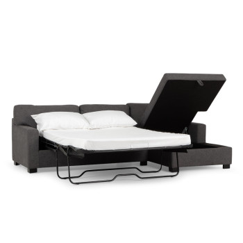 Baxter Sofa Bed With Chaise, Dark Grey
