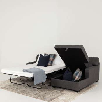 Baxter Sofa Bed With Chaise, Dark Grey