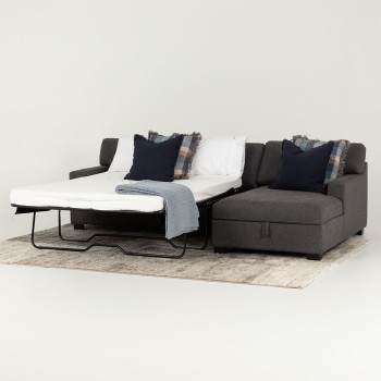 Baxter Sofa Bed With Chaise, Dark Grey