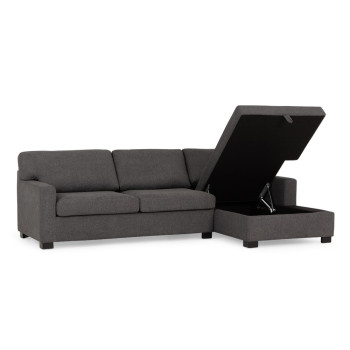 Baxter Sofa Bed With Chaise, Dark Grey