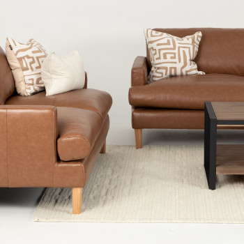 Brooklyn 2 Seater Leather Sofa, Mocha