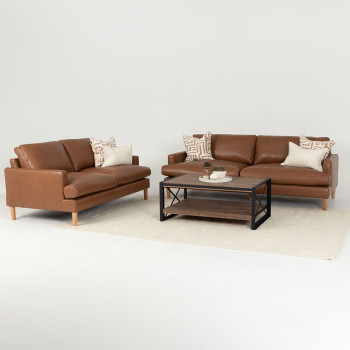 Brooklyn 2 Seater Leather Sofa, Mocha