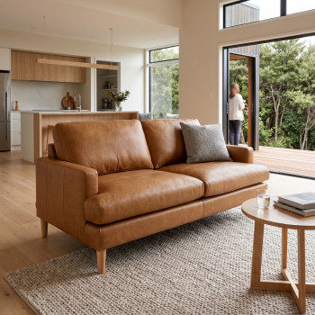 Brooklyn 2 Seater Leather Sofa, Tan