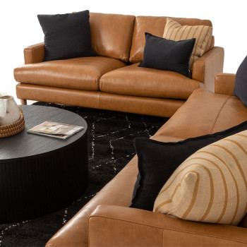 Brooklyn 2 Seater Leather Sofa, Tan