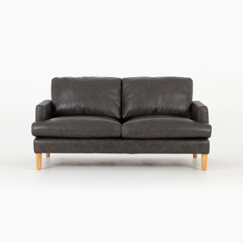 Brooklyn 2 Seater Leather Sofa, Black